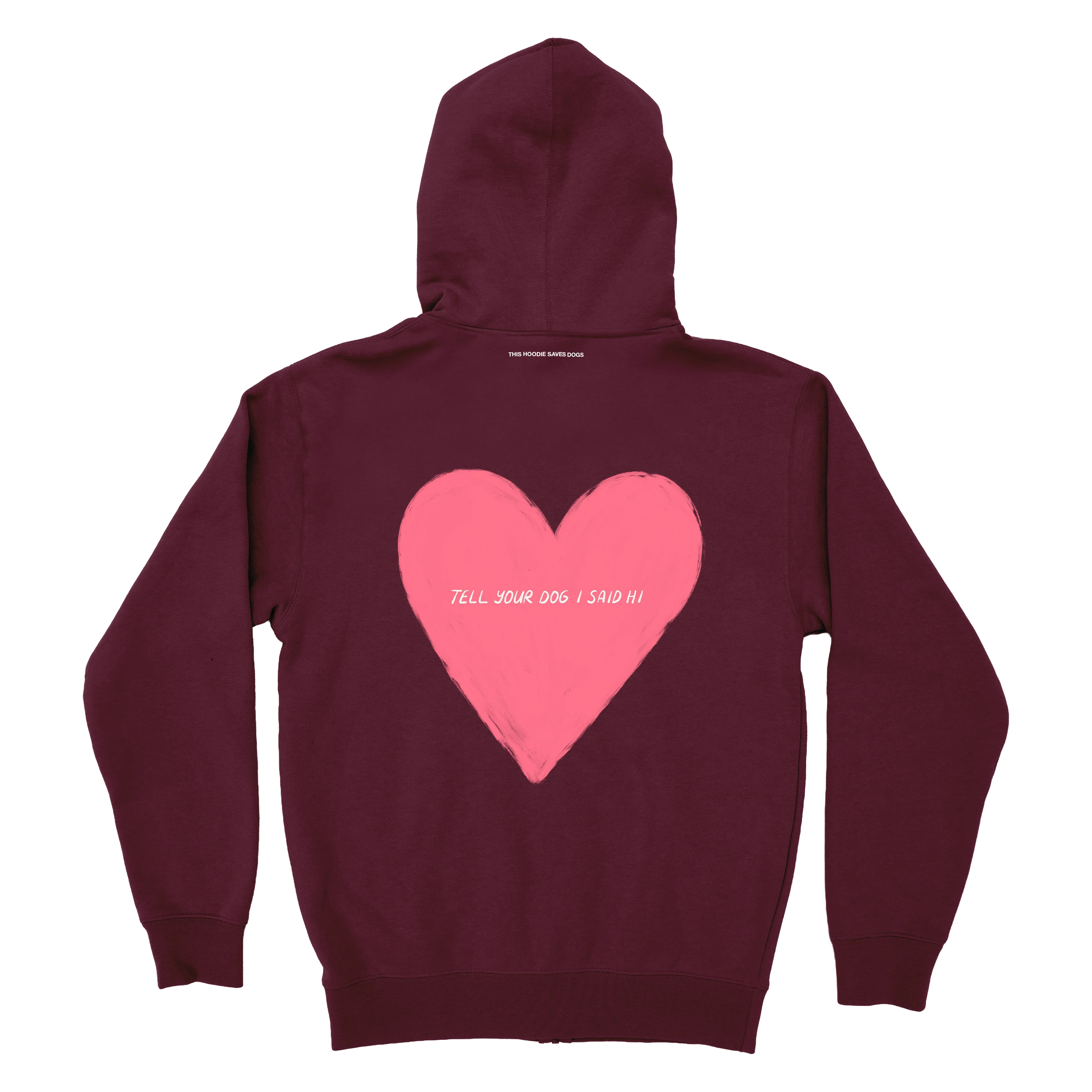 Big Heart Zip Hoodie - Maroon