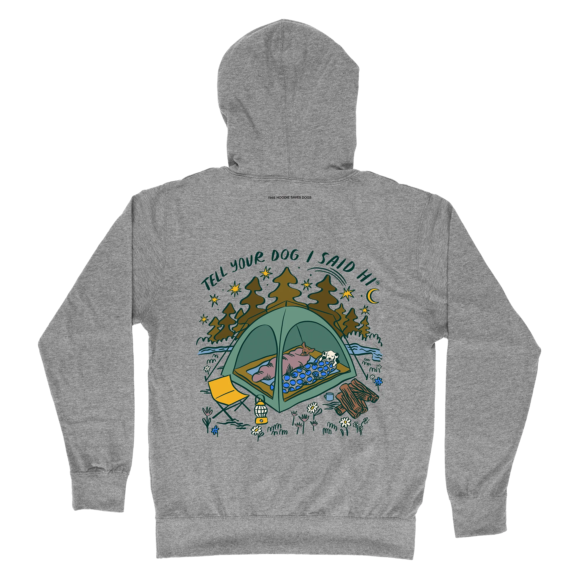 Camping Dogs Lightweight Hoodie - Gunmetal Heather - Image 3