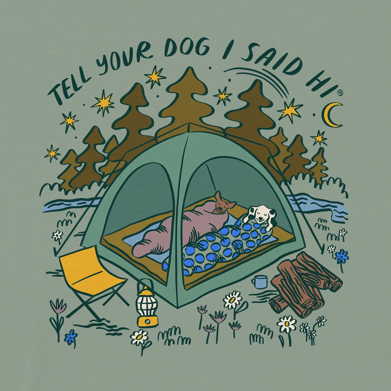 Camping Dogs Tee - Sage - Image 2