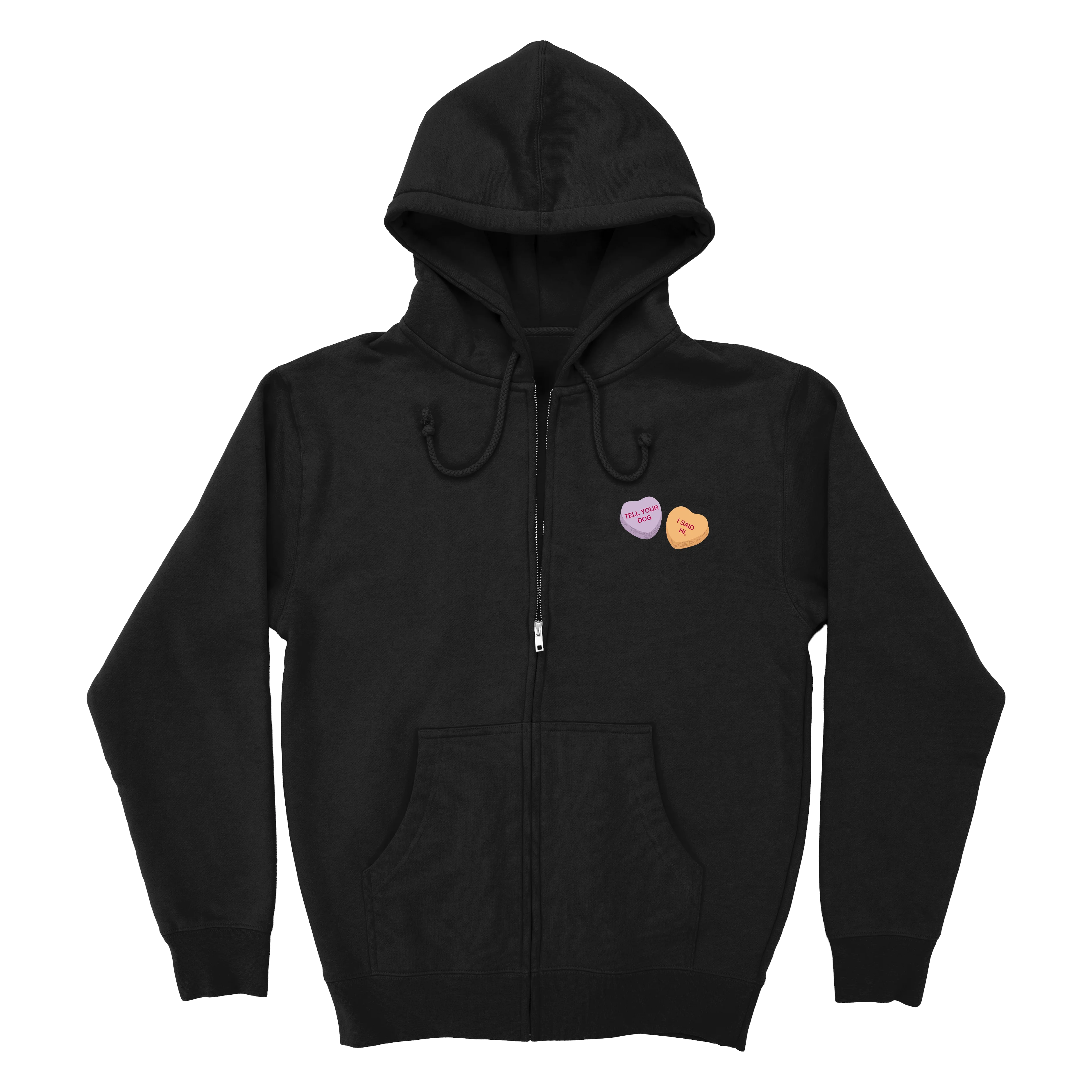 Candy Heart Zip Hoodie - Black
